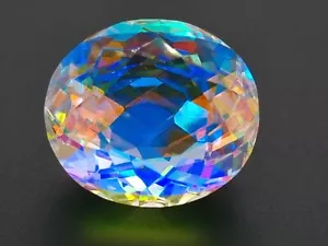48.20 Ct Lab-Created EGL Certified Mystic Aura Quartz Oval Cut Loose Gemstone - Picture 1 of 6