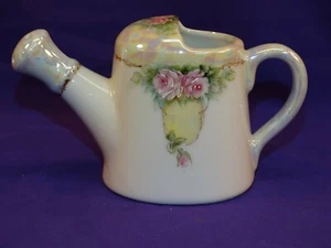 JARRÓN JARRÓN DE TETERA DE PORCELANA CHINA PINTADO A MANO CON ROSAS ROSADAS FIRMADAS - Imagen 1 de 9