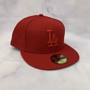 New Era Los Angeles Dodgers Sombrero Rojo sobre Rojo Ajustado 7 1/2 - Imagen 1 de 8
