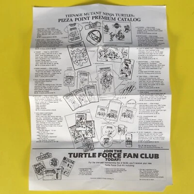 De colección 1989 Teenage Mutant Ninja Turtles Pizza Point Catálogo Premium TMNT Foto 1 de 3