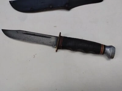 Винтажный охотничий нож KA-BAR 1207 с фиксированным лезвием. w/Ka-bar ножны из натуральной кожи. - Изображение 1 из 4