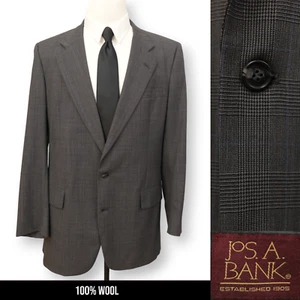 JOS A BANK VINTAGE Herren Grau Kariert 100% WOLLE Sport Mantel Anzug Jacke Blazer 44L - Bild 1 von 14