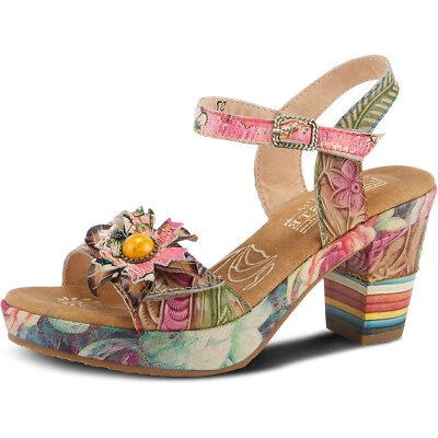 L’Artiste by Spring Step Womens Leilanie Quarter Strap Sandal - Tan Multi NEW - Image 1 of 4