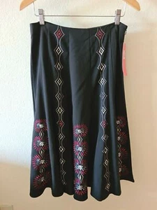 SUNNY LEIGH schwarz bestickt Blumen ausgestellt Rock Größe 6 Urban Runway-Neu mit Etikett $ 89 - Bild 1 von 5