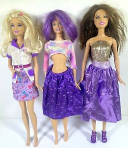LOT #2s-84 BARBIE DOLL DRESSED JAM N GLAM PURPLE HAIR AND OTHERS PRINCESS VET