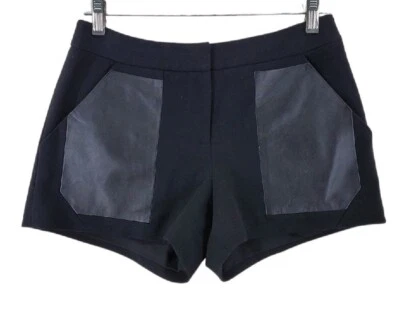 Pantalones Cortos Rebecca Minkoff 2 27x3 Negro Piel de Cordero Bolsillos Medios Mixtos Elásticos Foto 1 de 4