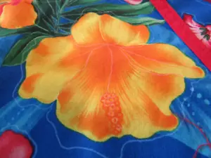 SCRUB TOP BRIGHT TROPICAL Colors Blue/ Orange Size XL Mad about Scrubs - Picture 1 of 6