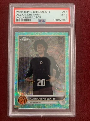 Alexandre Sarr 2023 Topps Chrome Aqua Refractor Rookie Card RC 84/199 PSA 9 Mint - Image 1 of 2