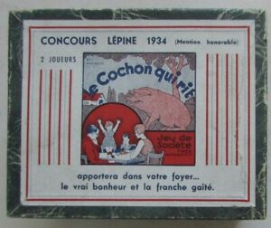 Ancien jeu de société Le Cochon qui Rit 2 joueurs Concours Lépine 1934  