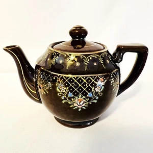 Besetztes Japan Vintage Keramik Teekanne handbemalt Gold Design mit Teeei 12 Unzen - Bild 1 von 10