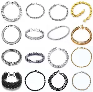 Edelstahl Armbänder Massiv Panzer Figaro Schlangen Königs-Armband Herren Damen - Bild 1 von 40