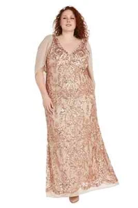 R&M Richards Womens Plus Size Beaded Sheer Wrap Gown – One Piece Bride Dress - Picture 1 of 24