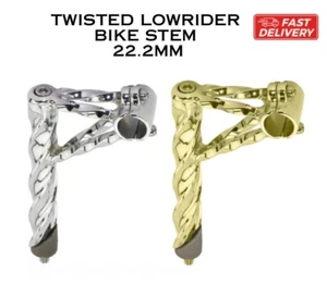 Double Twisted Lowrider Bike Stem 22.2mm OG Bicycle Chrome / Gold - Picture 1 of 3