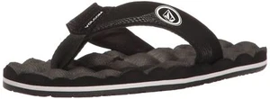 Volcom Boy's Recliner Youth Flip Flop Sandal, Black White, 3 Big Kid - Picture 1 of 1