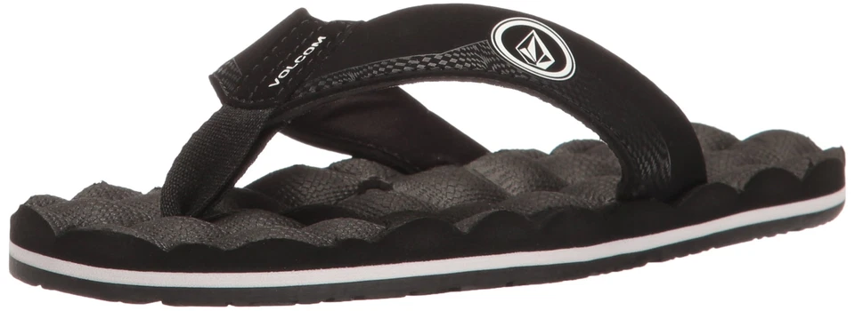 Sandalia chancla reclinable para niños Volcom, negra y blanca, 3 Big Kid Foto 1 de 1