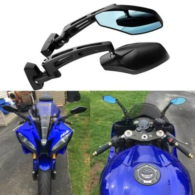 Espejos retrovisores laterales negros para Yamaha YZF R1 R6 R6S 600R 750R moto carreras Foto 1 de 4