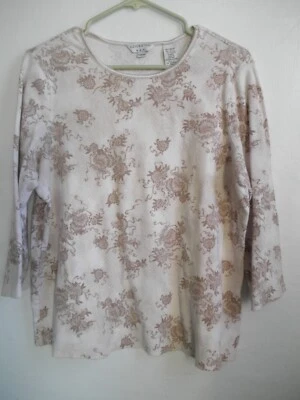 Bonita Camisa Pullover Manga Larga Algodón TÉRMICA Top Invierno Cálida Marrón Flores XL Foto 1 de 3
