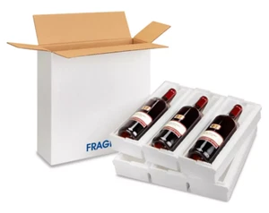 Wine 3 Bottle Wine Shipping, Moving & Packing Kit-Inside 14 3/4 x 4 3/8 x 14 1/2 - Picture 1 of 2