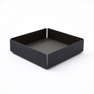Svuotatasche in Acciaio Nero Opaco e Pelle Grigio Antracite - Design Moderno - Foto 1 di 2