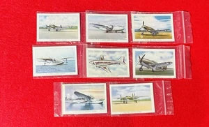 VINTAGE 1940's WINGS CIGARETTE CARDS Set Of 8 WAR AND COMMERCIAL AIRPLANES - Picture 1 of 8
