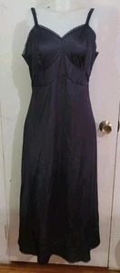 Vintage Nancy King Lace Trim Black Full Slip Sz 38 XXL Pin Up Sexy Versatile - Picture 1 of 12