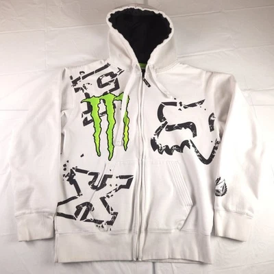 Moletom com capuz vintage Y2K Fox Racing x Monster Energy Ricky Carmichael zíper completo tamanho G - Imagem 1 de 4