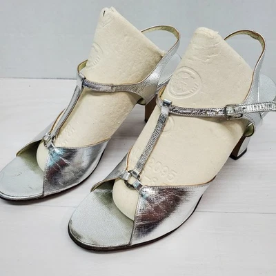 Tacones plateados Jacques Levine de colección 6N envío rápido Foto 1 de 4