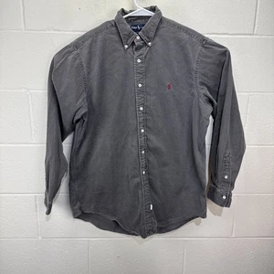 Vintage Polo Ralph Lauren Long Sleeve Button Up Shirt Large Solid Gray USA Made - Picture 1 of 18