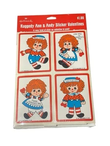 Vintage NOS Raggedy Ann & Andy Aufkleber Valentinstag Punze Bobbs-Merrill Co - Bild 1 von 2
