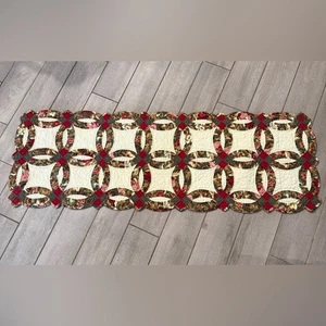 Longaberger Homestead Wedding Ring Quilt Wall Hanging Valance 19x59” - Picture 1 of 10