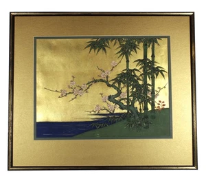 RINPA SCHOOL STYLE JAPANESE PAINTING CHERRY BLOSSOM BAMBOO GOLD JAPAN FRAMED ART - Bild 1 von 7