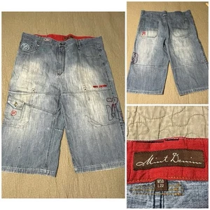 NUEVO NUEVO SIN ETIQUETAS Como Nuevo Denim LARGO Suelto Jean Pantalones Cortos Talla 50 Hip Hop Rap Capucha Pantalones Jeans - Imagen 1 de 24