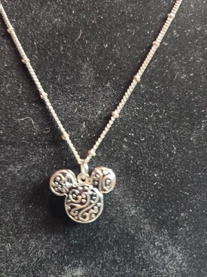 Disney Mickey Mouse Filigree Pendant Necklace Silver Tone 18–20” Adjustable - Image 1 of 4