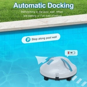EU Plug Cordless Robotic Pool Cleaner Automatic Above Ground Pool Vacuum Fo OB - Picture 1 of 12