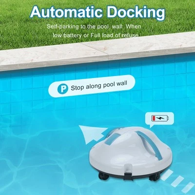 EU Plug Cordless Robotic Pool Cleaner Automatic Above Ground Pool Vacuum Fo OB - Image 1 of 4