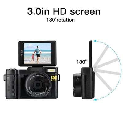 Digital Camera 3In Lcd Screen 180 ° Rotation 2.7K 30Mp High Definition Usb SP - Image 1 of 4