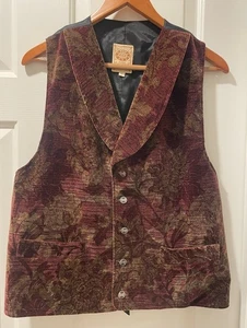 Chaleco WahMaker Frontier Clothing para Hombres Talla M Chaleco Floral Dorado Borgoña EE. UU. - Imagen 1 de 21