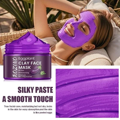 Natural Eggplant Cleansing Mud Mask Deeply Cleanses Types Skin For All D6L2 A1K1 - Image 1 of 4