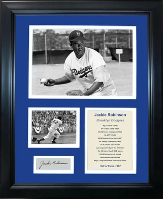 Foto de béisbol enmarcada del Salón de la Fama de Jackie Robinson grabada con láser Foto 1 de 4