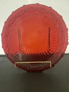 AVON CAPE COD RUBY RED GLASS DINNER PLATE 10-3/4" - Picture 1 of 8
