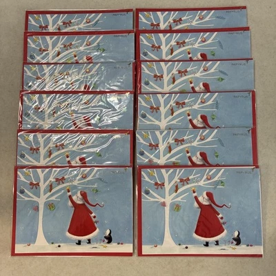PAPYRUS Santa Christmas Cards Set of (12)w/Envelopes Dangled Ornaments*NEW* - Image 1 of 4