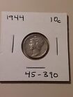 1944 Mercury Dime 10c Philadelphia Mint 90% Silver (#45-390) Winged Cap 1944-P