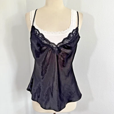 Babydoll Fredericks Slip Top Mujer Pequeño Negro Encaje Fairycore Coquette Y2K Foto 1 de 4