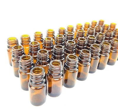 50 aceites esenciales botellas ámbar de vidrio grueso de 5 ml vacías sin lavar usadas sin tapas Foto 1 de 4