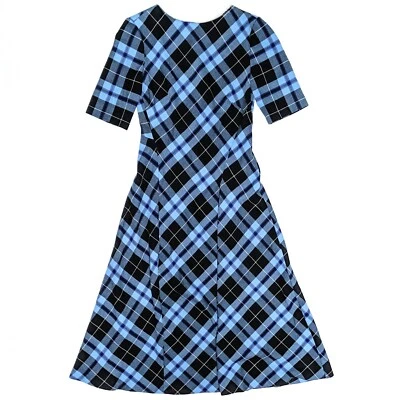 Vestido midi para mujer Zara S azul a cuadros tartán lana a cuadros Foto 1 de 4