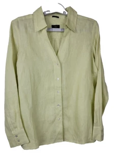 Talbots Petites Pure Irish Linen Button Up Long Sleeve Lime Green Shirt Size PXL - Picture 1 of 7