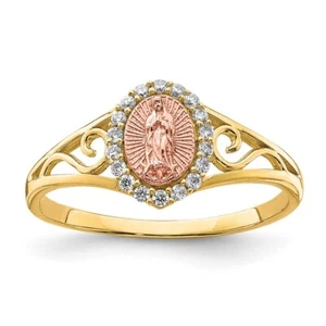 10K Two-Tone Gold Cubic Zirconia Guadalupe Ring for Women Size 8 - Picture 1 of 6