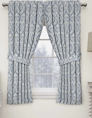 WAVERLY DONNINGTON PESTAÑA TRASERA VARILLA PANEL POICKET CORTINA AZUL 52" X 84" NUEVO Foto 1 de 3