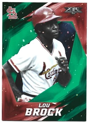 2017 Topps Fire #47 Lou Brock /199 Green Parallel St Louis Cardinals HOF - Image 1 of 2