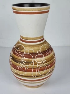 Cinque Ports Pottery Rye Vase – 18cm Hand Decorated Banded Floral Design England - Picture 1 of 12